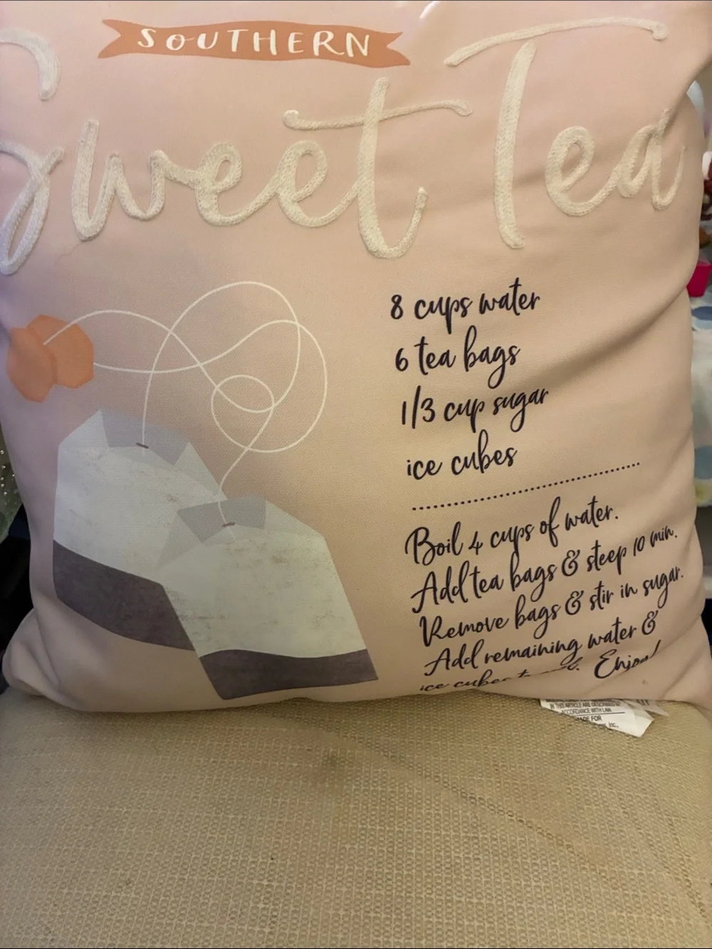 Sweet Tea Decorative Throw Pillow - Pink-southern